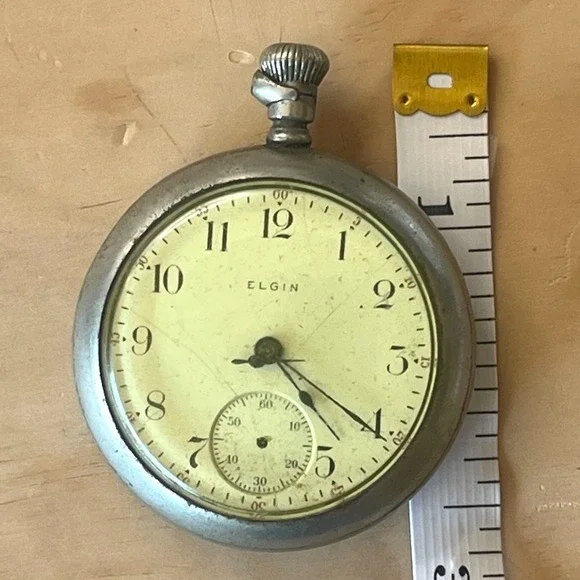 Vintage Elgin Pocket Watch Subdial Crown Stopper Parts Or Repair - Picture 10 of 11